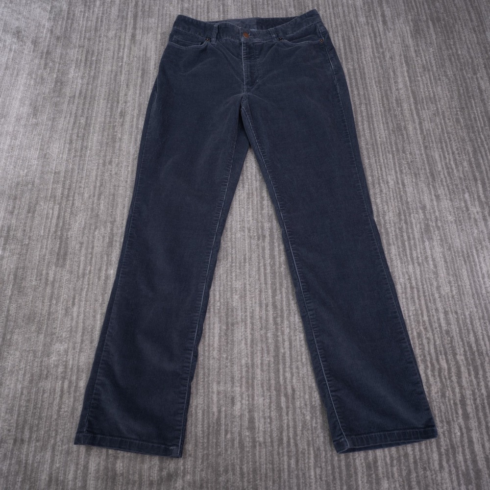 L.L.Bean Corduroy Pants Womens 10 Reg Blue Excellent Favorite Fit Straight Leg